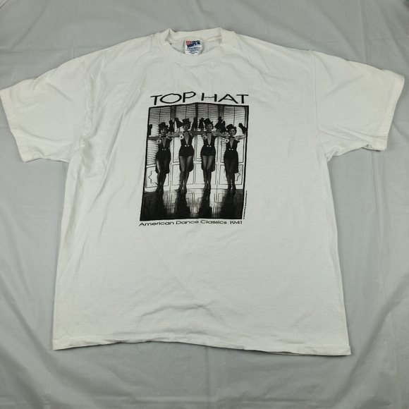 VTG 90s Tap Musical Dance Movie Top Hat SINGLE STICH T Shirt XL Hanes Beefy T - Picture 1 of 16
